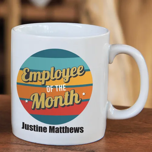 Vista 5 de Taza de café con nombre personalizado para empleados del mes/One Taza de cerámica blanca de 11 onzas/Taza de café de reconocimiento de lugar