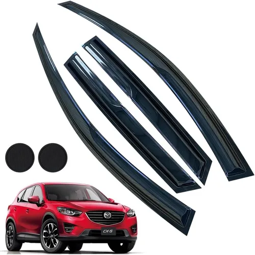Vista 15 de Protectores de lluvia para Mazda 3 Hatchback 2010-2013, deflectores de ventana lateral con cinta adhesiva para Mazda 3 Hatchback, viseras de ventana