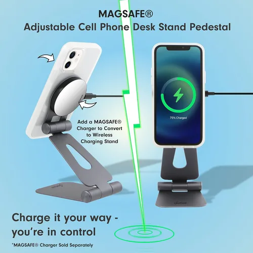 Vista 2 de Sonix Pedestal magnético ajustable para teléfono celular, compatible con Apple MagSafe (grafito)
