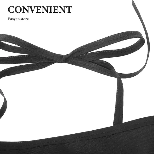 Vista 3 de CHILDWEET Multi-pocket Cleaning Apron for Women and Men Black Sturdy Polyester Work Apron with Adjustable Straps Gardening Dishwashing
