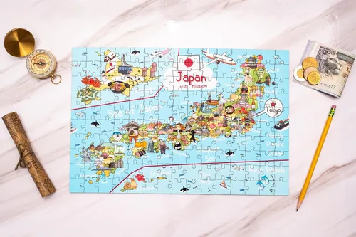 Vista 2 de Rompecabezas de madera con mapa de Japón, 152 piezas, 15 x 10 pulgadas