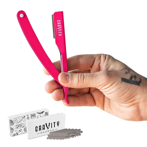 Vista 13 de Kit de afeitado manual GRAVITY RAZORS Profesional – Exposición Ultra, Incluye 10 Hojas Premium, 2mm Expuestas, Negro Mate
