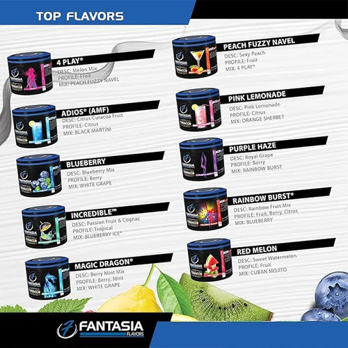 Vista 4 de Fantasia Cachimba sin nicotina, sabor cachimba shisha, lata de 8.82 oz, sin tabaco, sin nicotina, aliento de dragón (fruta del dragón)
