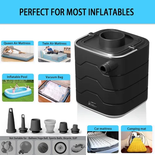 Vista 3 de Portable-Electric-Mini-Air-Pump for Inflatables, Swimming Rings, Sleeping Pads, Vacuum Bags, Mattress, Camping Fire & Outsides Lightinge