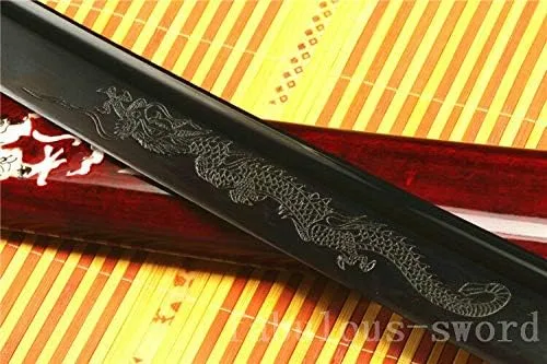 Vista 2 de GLW Espada 41' Damasco Plegado Arcilla Templado Negro Japonés Samurai Katana Espada Sharp