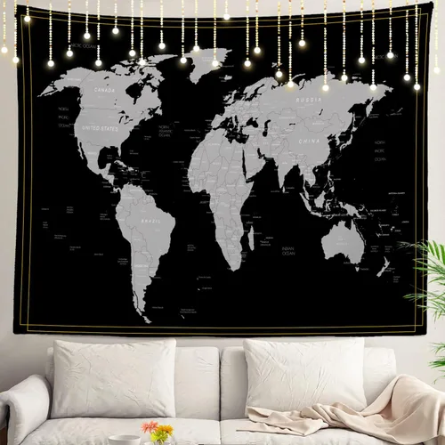 Vista 47 de Shrahala Tapiz de pared de hojas de arce otoñal, hojas rojas llameantes, fondo negro, tapiz grande para colgar en la pared, tapiz decorativo