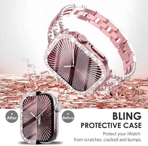 Vista 259 de Surace Bling - Carcasa con protector de pantalla para Apple Watch Series 3, 2, 1 de 1.496 pulgadas