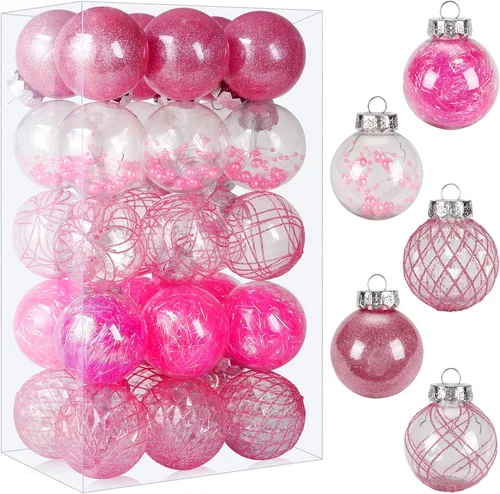Vista 16 de Adornos de bola de Navidad de plástico transparente, 30 bolas de champán de 2.36 pulgadas para decoración de árboles, inastillables para regalos