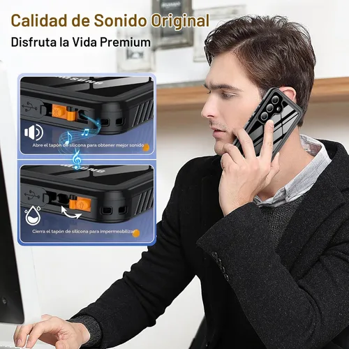 Vista 7 de GOLDJU Funda impermeable IP68 para Samsung Galaxy S25, negro/transparente