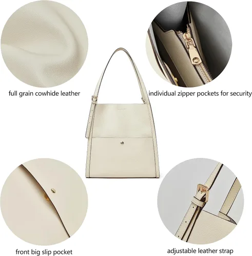 Vista 4 de daiblueland Bolso bandolera de cuero para mujer, diseño con correa ajustable, tamaño mediano