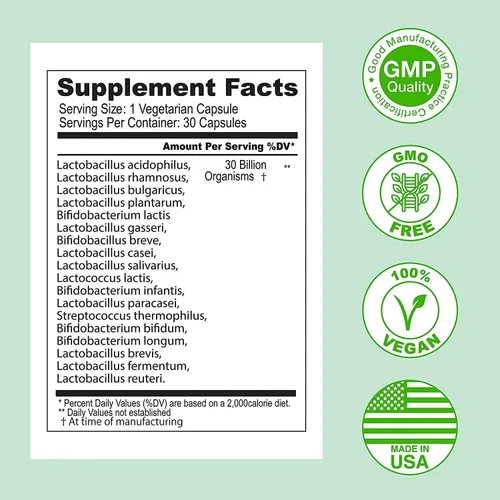 Vista 2 de ASULABS® Fórmula Probiótica Avanzada con 18 Cepas Probióticas Clínicamente Seleccionadas para ayudar a eliminar los malestares digestivos. Para