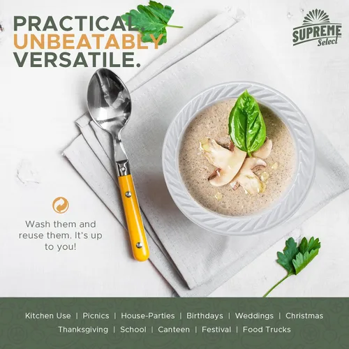 Vista 3 de Paquete de 200 cuencos desechables de plástico blanco – Tazones de 5 onzas libres de BPA para microondas con borde para sopa, ensalada, postre