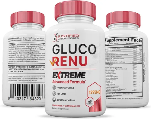 Vista 7 de Gluco Renu Extreme 1295MG Glyco Support Píldoras Fórmula Advacned Gluo Renew Soporte de glucógeno formulado con cúrcuma berberina resveratrol ajo