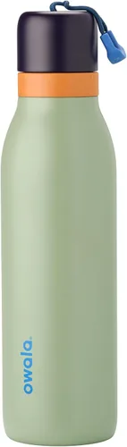 Vista 18 de Botella de agua aislada con tapa Twist de acero inoxidable Owala FreeSip con pajita para deportes y viajes, sin BPA, 24 onzas, Angel Food Cake