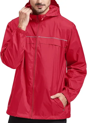 Vista 31 de SWISSWELL Chaqueta impermeable para hombre, rompevientos, ligera con capucha para uso diario casual