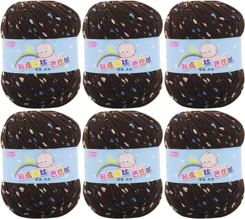 Vista 11 de Paquete de 6 hilos de ganchillo de algodón colorido para tejer suéter súper suave para mantas de bebé y ropa, sombrero, bufanda, 10.58 oz