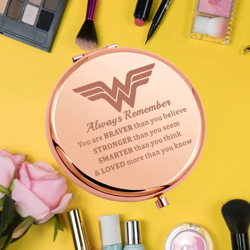 Vista 6 de KEYCHIN Heroine - Espejo de bolsillo para fanáticos de Diana, regalo You are Braver Stronger Smarter Than You Think Heroine - Espejo compacto