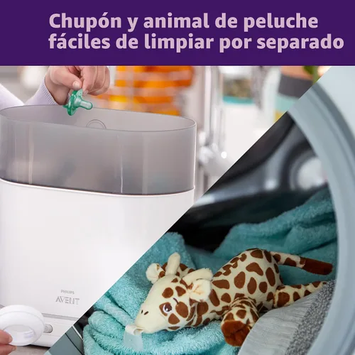 Vista 6 de Philips AVENT Soothie Snuggle Portachupetes con Chupete Desmontable, 0m+, Elefante, SCF347/03- 1 Unidad (Paquete de 1)