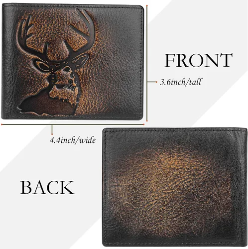 Vista 5 de DK86 Billetera plegable de piel auténtica para hombre, bloqueo RFID, capacidad adicional, múltiples ranuras para tarjetas con 2 ventanas