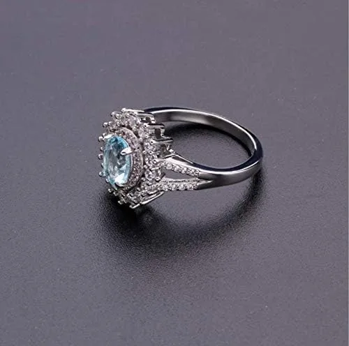 Vista 4 de MAIHAO Anillo de compromiso brillante de plata de ley 925 con incrustaciones de diamantes de cristal rosa con incrustaciones de topacio verde