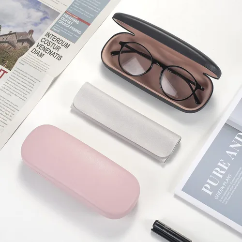 Vista 6 de Marvolia Glasses Case Hard Shell - PU Leather Eyeglass Case Eyeglasses Case for Sunglasses Eye Glasses Case