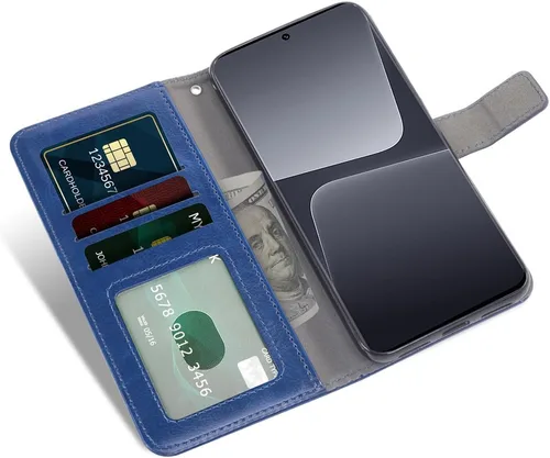 Vista 3 de Asuwish Compatible con Xiaomi 13 Pro Wallet Case Protector de pantalla de vidrio templado y cubierta de cuero con tapa para tarjetero, accesorios