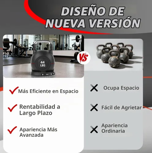 Vista 8 de LIFERUN Pesa rusa ajustable, pesa rusa de 22.5/44 libras con 7 niveles de Negro