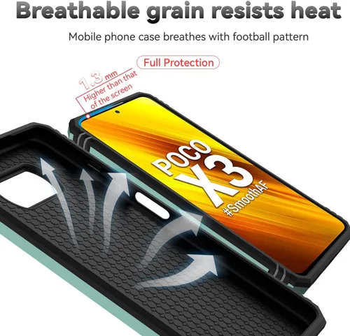 Vista 5 de Asuwish Funda de teléfono para Xiaomi Poco X3 Pro/PocoX3 NFC/Poco X3 con cubierta de cámara Protector de pantalla de vidrio templado, soporte
