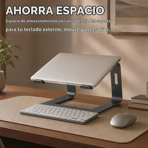 Vista 5 de Orionstar - Soporte portátil para laptop de aluminio, elevador de laptop compatible con Mac MacBook Air Pro de 10 a 15.6 pulgadas, soporte A-Negro