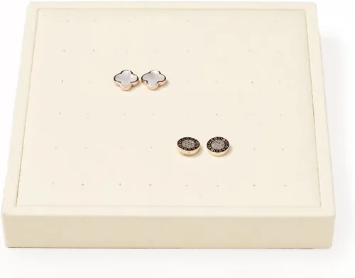 Vista 15 de Oirlv - Bandeja de exhibición de joyería de microfibra, para collares, pulseras, anillos, plato vacío (Beige)