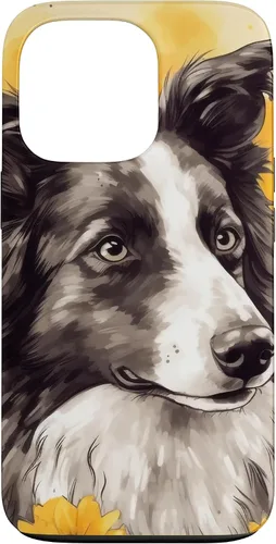 Vista 10 de iPhone 16 Border Collie Dog Watercolor Sunflower Border Collie Case