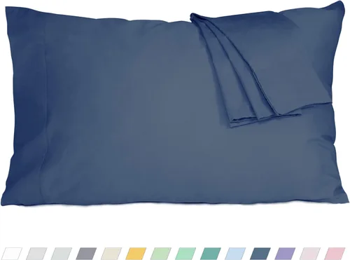 Vista 19 de Pillow Cases 100% Cotton Percale Standard Queen Set of 2 Blue Floral Floral Pillowcases Breathable Hypoallergenic Pre-Shrunk, 20 Inch x 30 Inch
