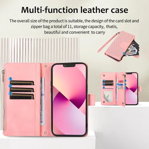 Vista 3 de Asuwish Funda de teléfono para iPhone 12 Pro Max 6.7 con protector de pantalla de vidrio templado y correa de muñeca con cremallera para tarjetero