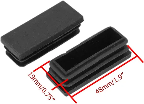 Vista 2 de 1.890x0.748 in Rectángulo Plástico Tubería Insertos Extremo Muebles Mesa Silla Tubo Pierna Plug Negro 18pcs