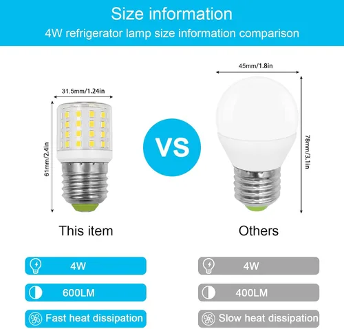 Vista 4 de Kei D34l AC100-265V 3.5W - Bombilla de repuesto para refrigerador Frigidaire 5304511738 para congelador, luz blanca diurna, 5000 K, paquete de 1