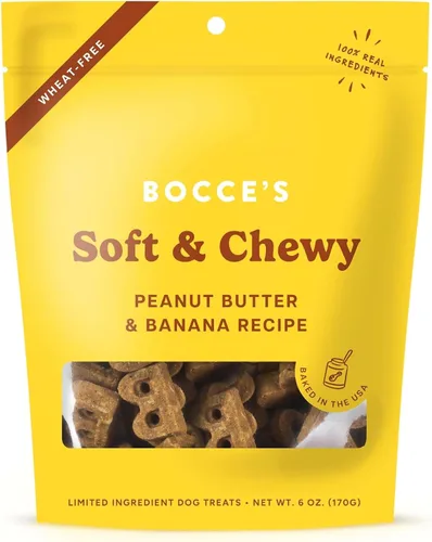 Vista 11 de Bocce's Bakery Bac'n Nutty - Golosinas suaves y masticables para perros, sin trigo con sabor a mantequilla de maní y tocino, galletas naturales