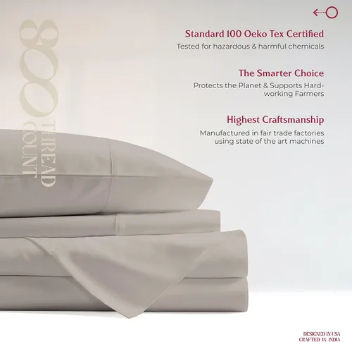 Vista 6 de Mayfair Linen - Juego de sábanas de 100% algodón de fibra larga, tejido de satén que proporciona una sensación suave y sedosa, se adapta a colchones