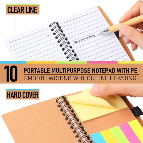 Vista 5 de Honoson Juego de 10 cuadernos inspiradores a granel con notas adhesivas y bolígrafo de bambú, regalos de agradecimiento para profesores, enfermeras