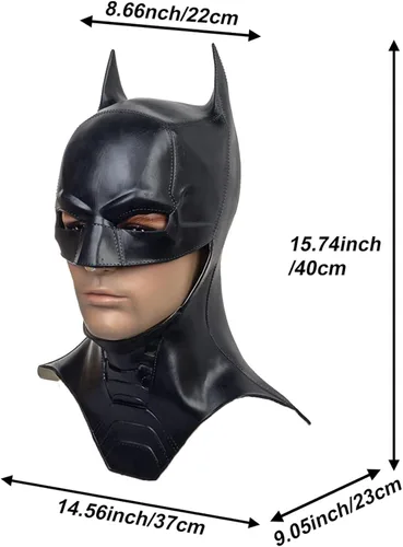 Vista 6 de HugOutdoor Máscara de murciélago de Halloween para hombre 2022, nueva película de superhéroe, accesorios de disfraz de látex para vestir talla adulto