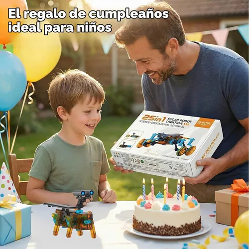 Vista 6 de STEM 25 en 1 Robot Solar Kit Educativo Juguetes de Construcción para Niños Azul y naranja