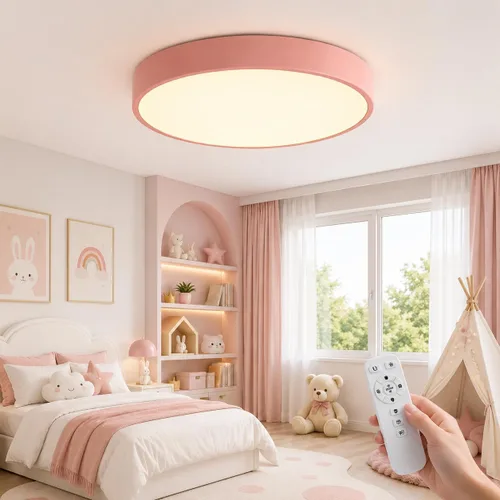 Vista 18 de Led Ceiling Light with Remote White 16 "24w Flush Mount Suitable for Bedroom, Kids Room,Hallway, Balcony, Checkroom,Office,Bathroom Ceiling Lamp