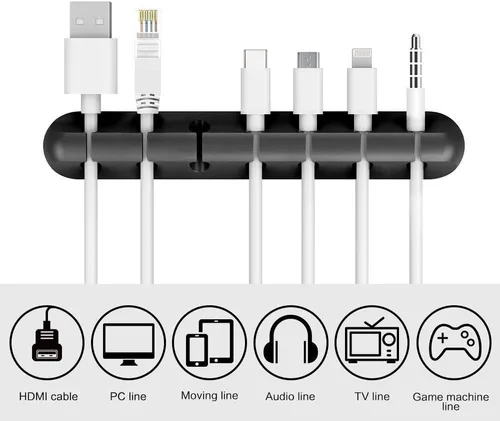 Vista 4 de Clips para cables, paquete de 3 organizadores de cables negros, organizador de cables adhesivo de escritorio, adecuado para cables de alimentación