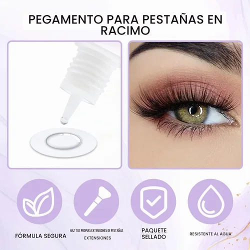 Vista 4 de Pegamento de pestañas impermeable transparente extra fuerte para racimos de pestañas DIY, secado rápido de 2-3 segundos, pegamento para pestañas