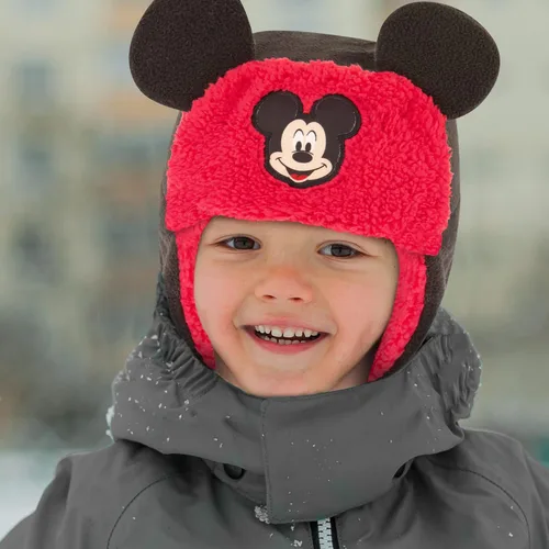 Vista 2 de Disney Mickey Mouse - Gorro de invierno con forro Sherpa y manoplas para niños Mickey Mouse 2-4T de EE UU Mickey Mouse