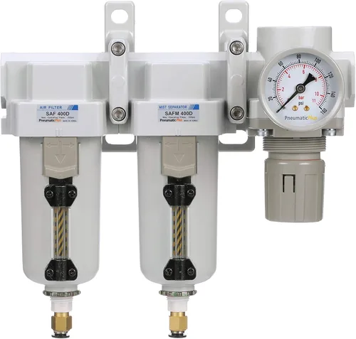 Vista 2 de PneumaticPlus SAU430-N06DG-MEP Sistema de secado de aire de tres etapas Filtro de aire de partículas, filtro coalescente, regulador de presión