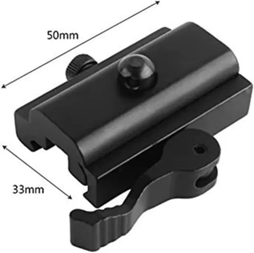 Vista 2 de Adaptador QD compatible con riel Picatinny con un bloqueo de leva para un fácil desmontaje de bípodes.