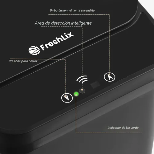 Vista 4 de FRESHLIX Cubo de basura para baño, 2.6 galones, con sensor de movimiento automático, sin contacto, impermeable, con tapa, cubo de basura pequeño