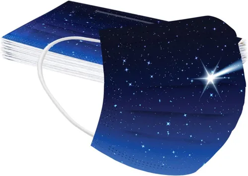 Vista 4 de 50 máscaras faciales desechables para niños y niñas, máscara de fiesta de mariposas, cuidado de la piel, vacaciones, transpirable, gruesa, 3 capas