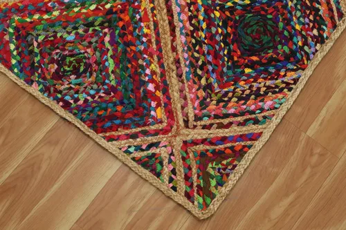 Vista 65 de Natural Jute Collection - Alfombra rectangular de 2 x 3 pies, alfombra de yute trenzada a cuadros multicolor de 0.27 pulgadas de grosor, ideal