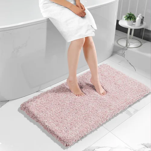 Vista 12 de Yimobra Alfombras de baño en negro y blanco antideslizantes lavables, tapetes de baño ultra suaves y absorbentes de agua, alfombra de ducha suave